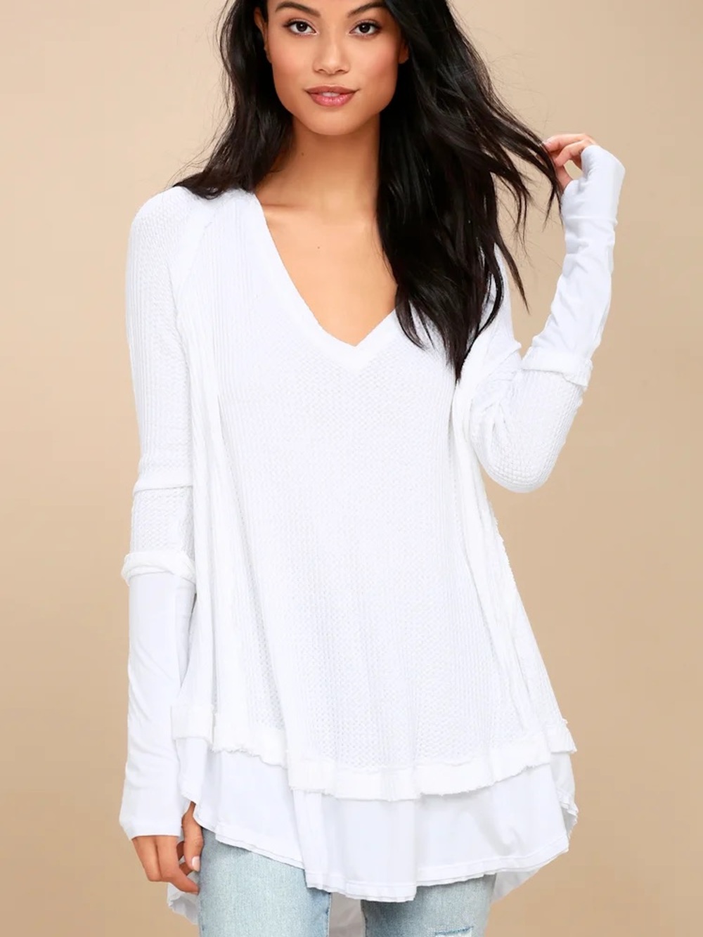 We The Free White Layered V-Neck Tunic Top